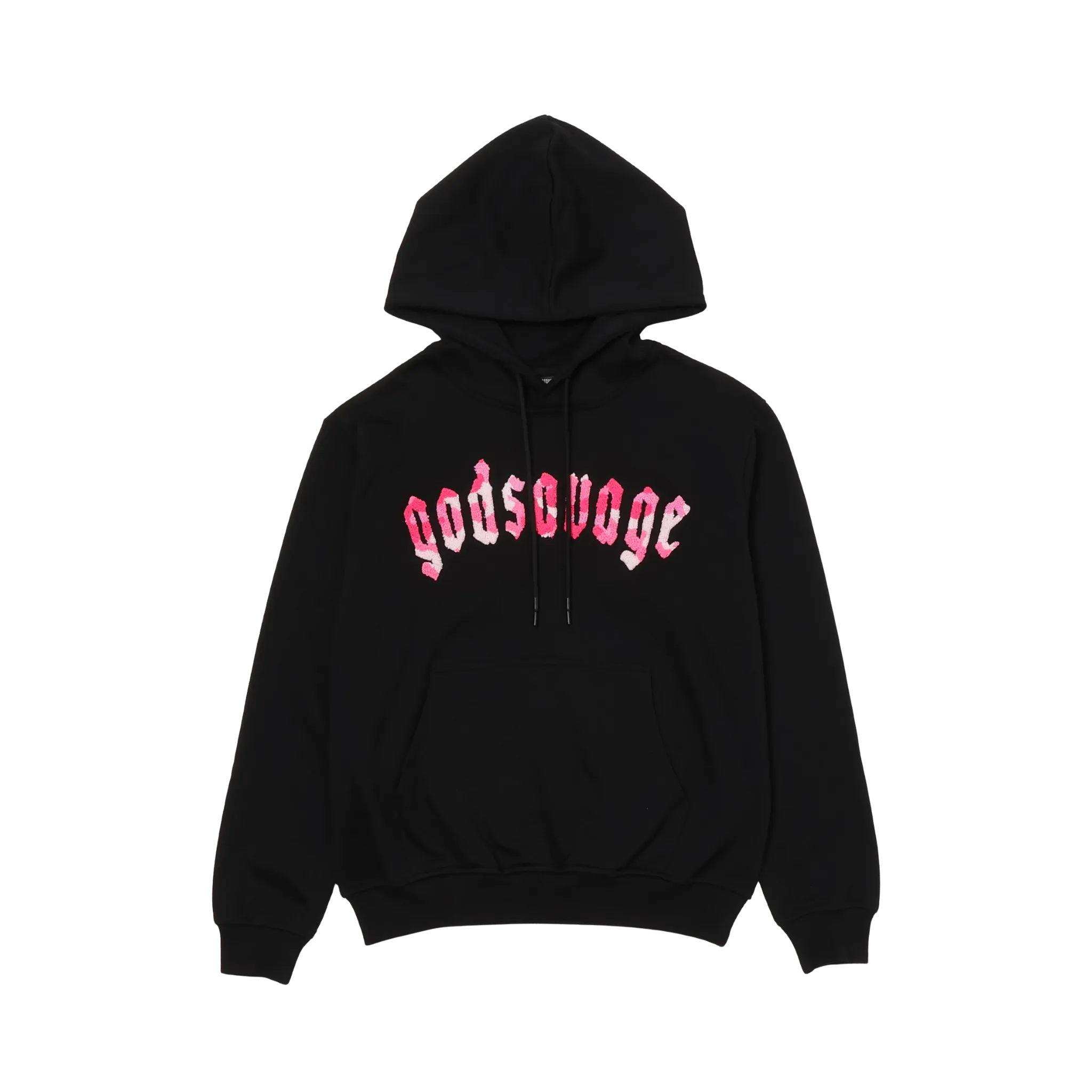 CAMO LOGO HOODIE - BLACK & PINK – god savage