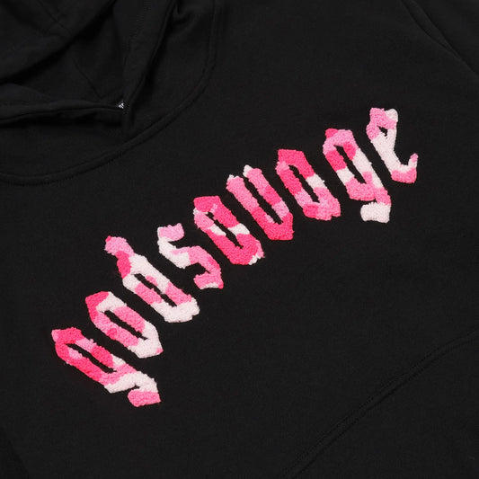 CAMO LOGO HOODIE - BLACK & PINK