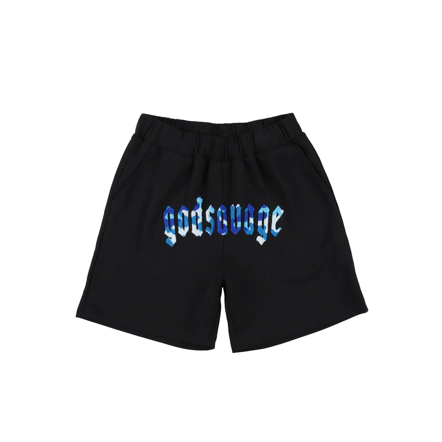 CAMO LOGO SHORTS - BLACK & BLUE