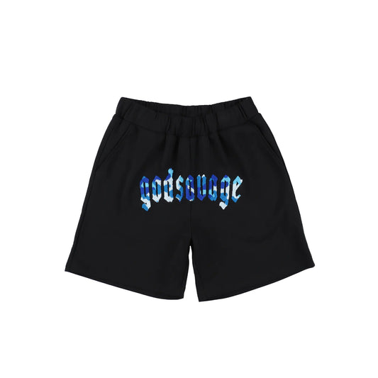 CAMO LOGO SHORTS - BLACK & BLUE