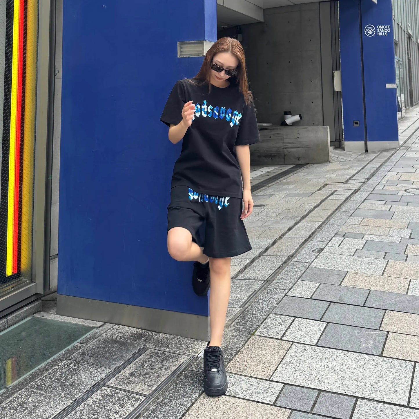 CAMO LOGO SHORTS - BLACK & BLUE