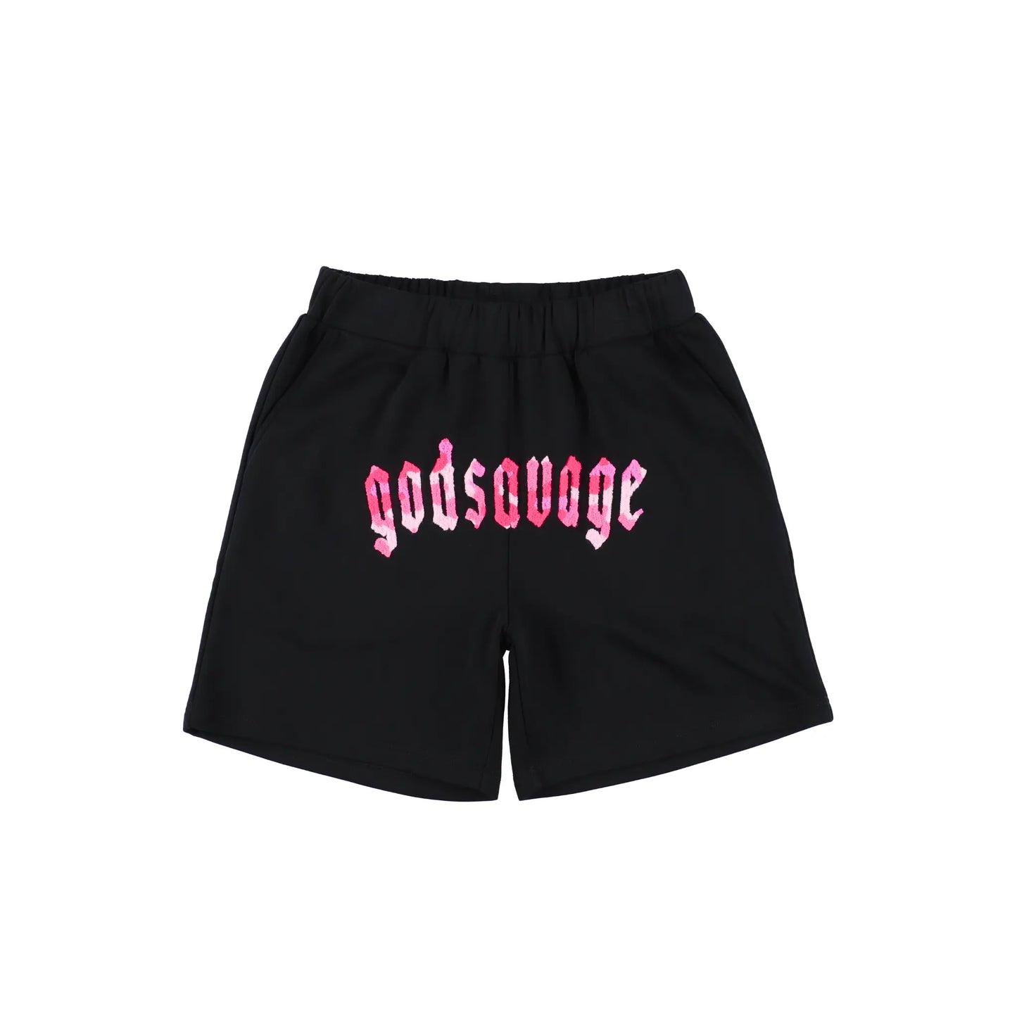 CAMO LOGO SHORTS - BLACK & PINK