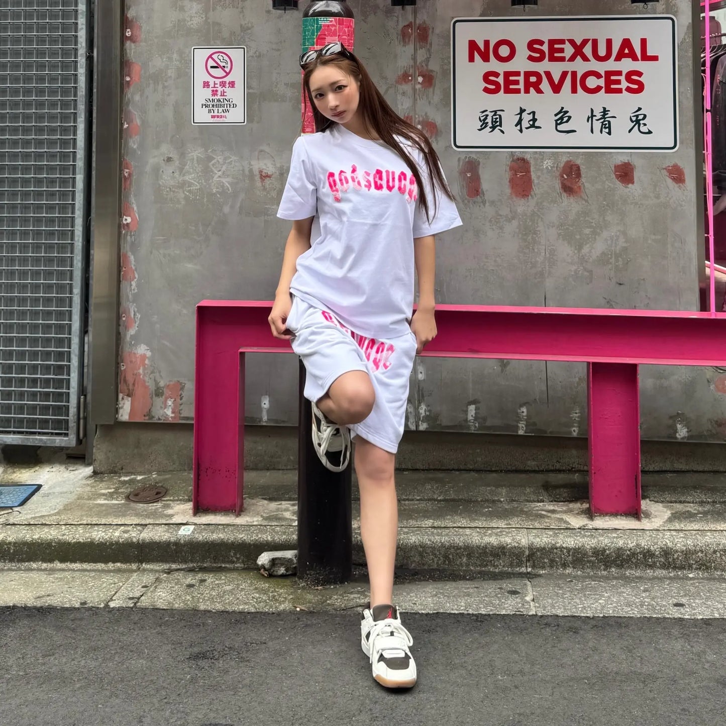 CAMO LOGO SHORTS - WHITE & PINK