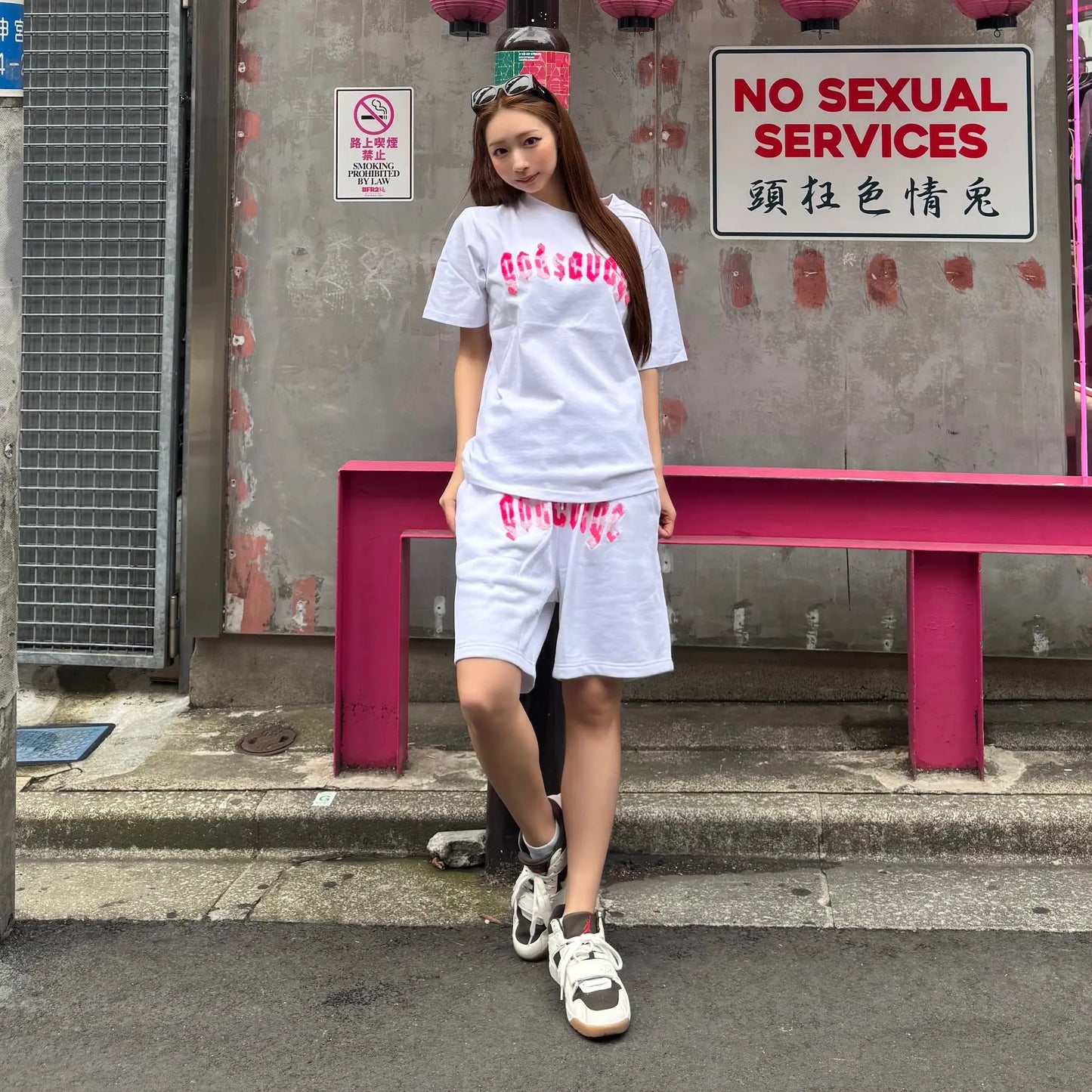 CAMO LOGO SHORTS - WHITE & PINK