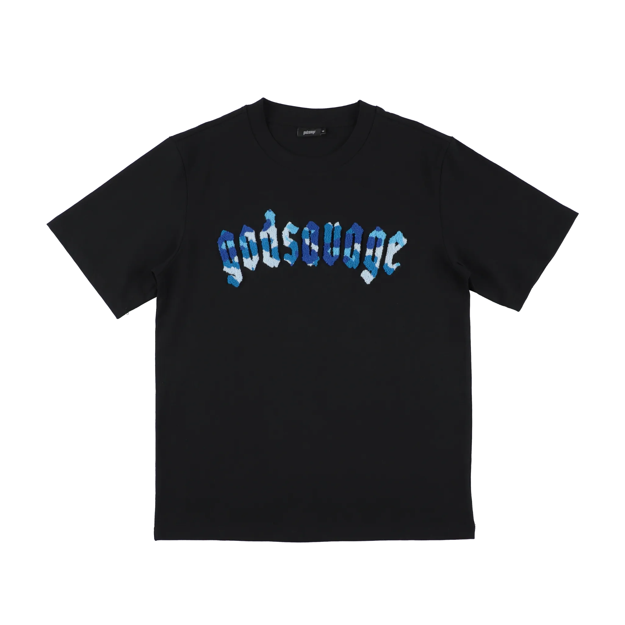 CAMO LOGO TEE - BLACK & BLUE – god savage