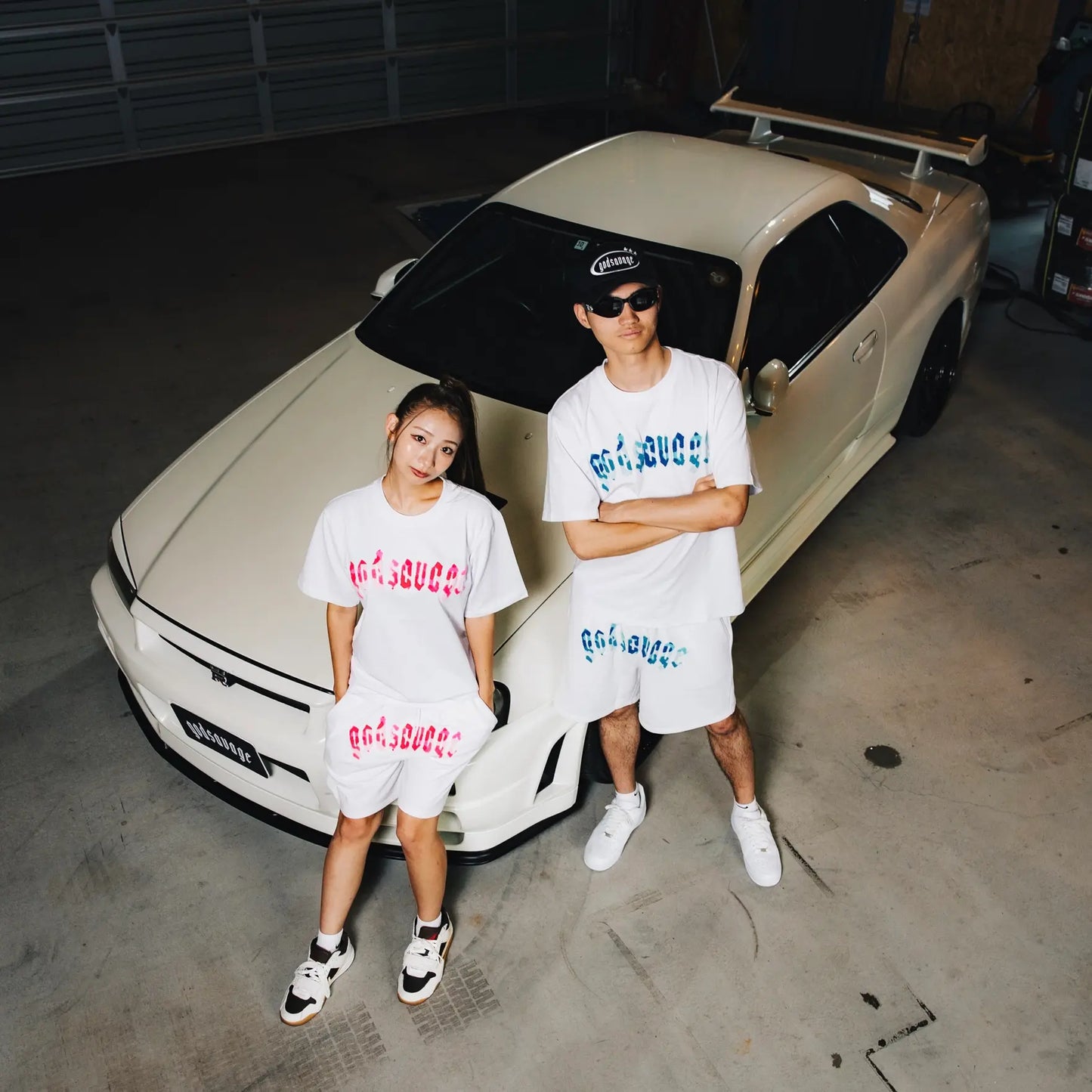 CAMO LOGO TEE - WHITE & BLUE