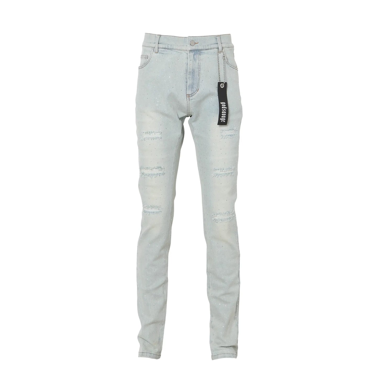 CRYSTAL SLIM FIT DENIM PANTS - LIGHT BLUE