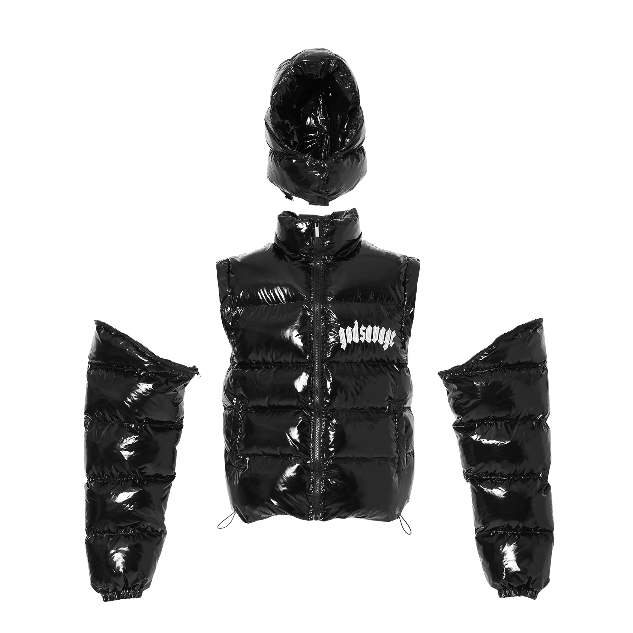 METALLIC NYLON 2WAY JACKET - BLACK – god savage