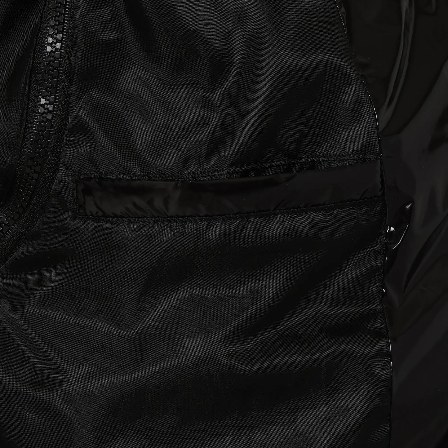 METALLIC NYLON 2WAY JACKET - BLACK