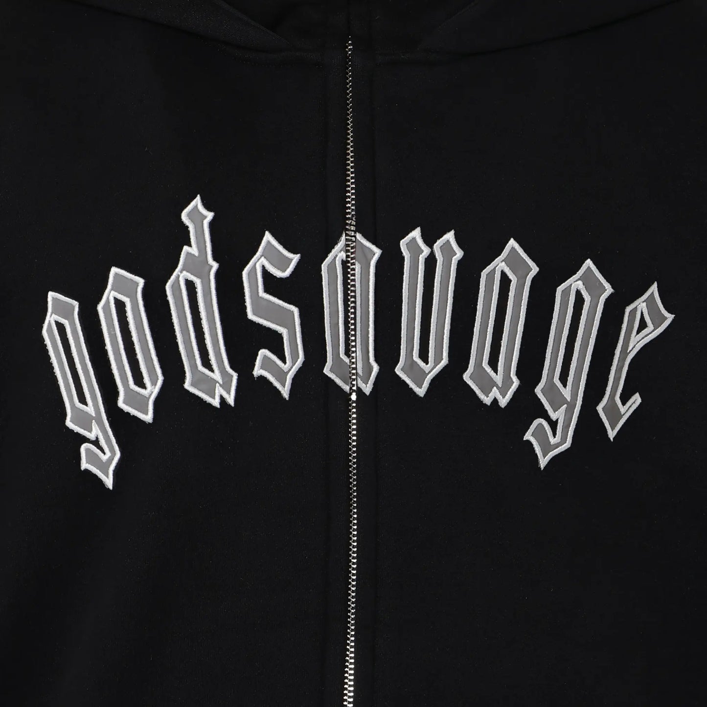 REFLECTIVE LOGO BALACLAVA ZIP HOODIE - BLACK