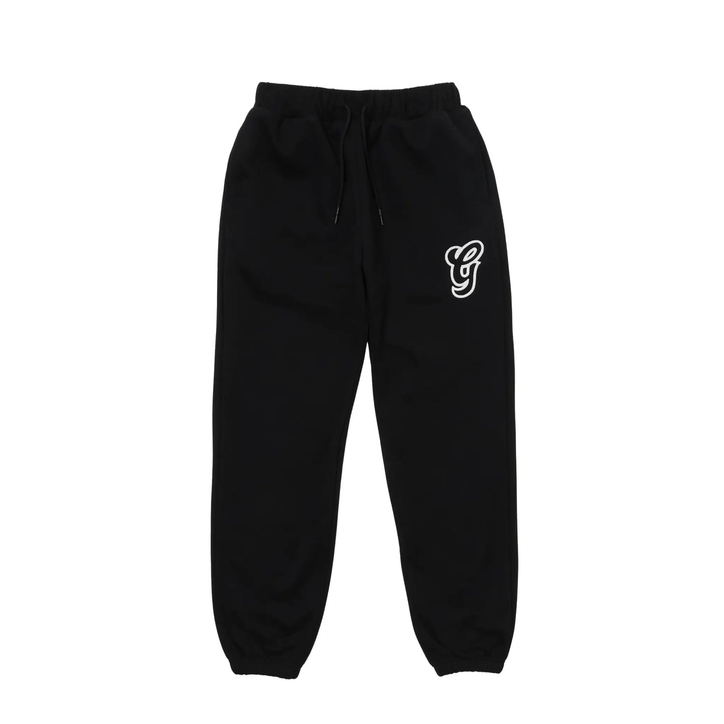 WAVY G LOGO DOUBLE WAIST SWEATPANTS - BLACK
