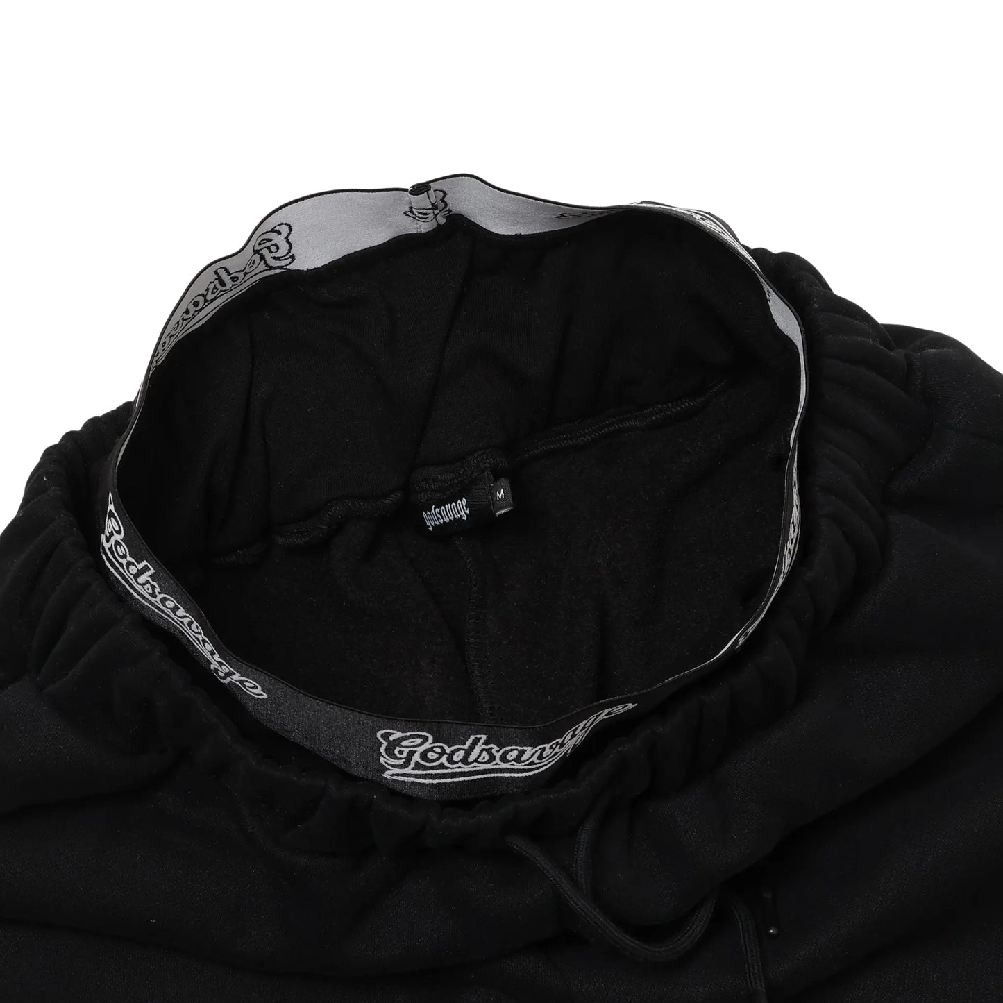 WAVY G LOGO DOUBLE WAIST SWEATPANTS - BLACK