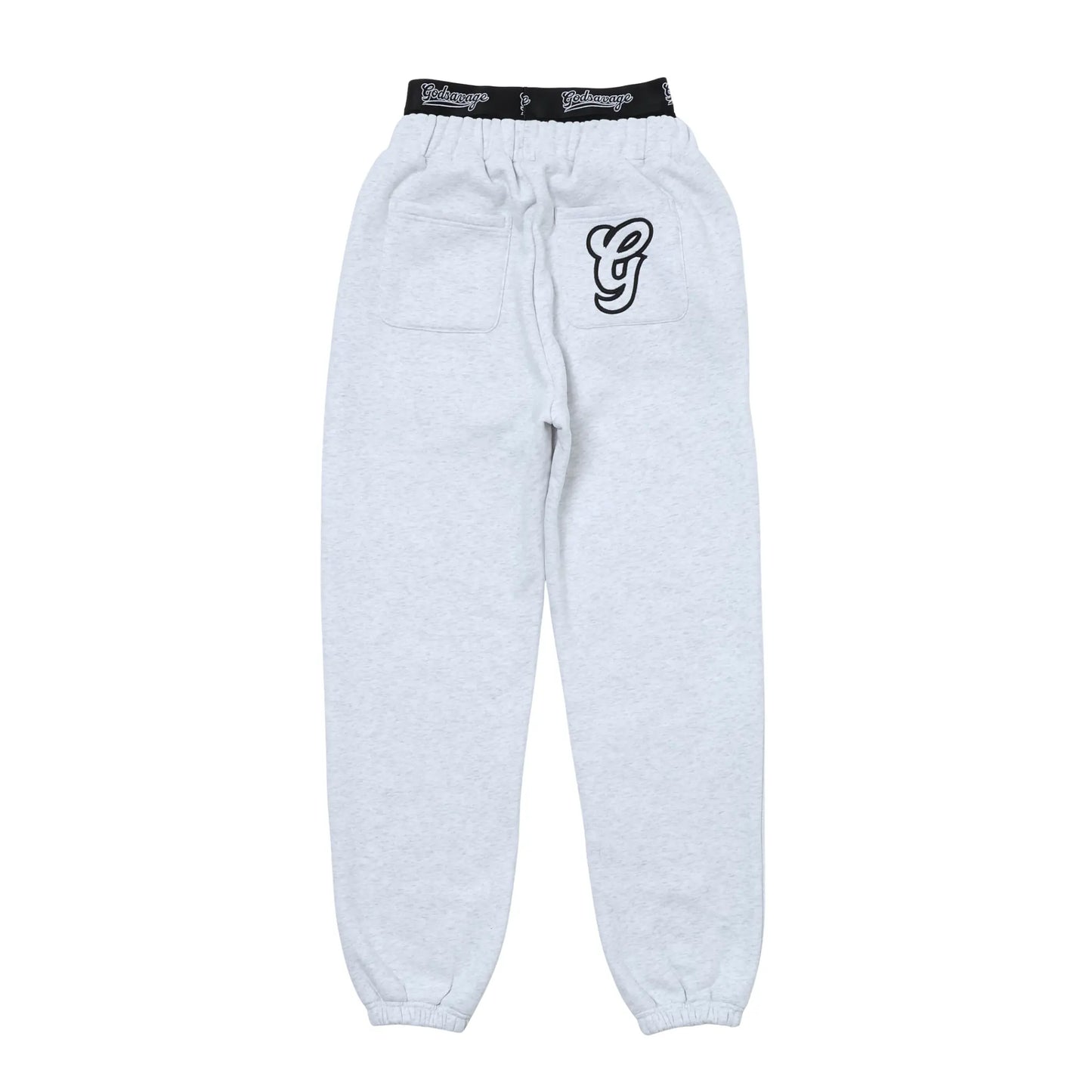 WAVY G LOGO DOUBLE WAIST SWEATPANTS - GREY