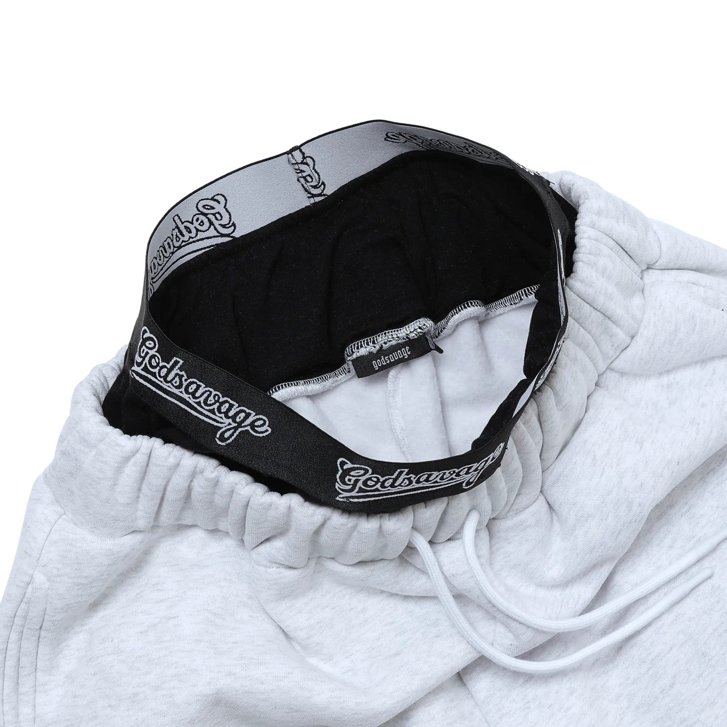 WAVY G LOGO DOUBLE WAIST SWEATPANTS - GREY