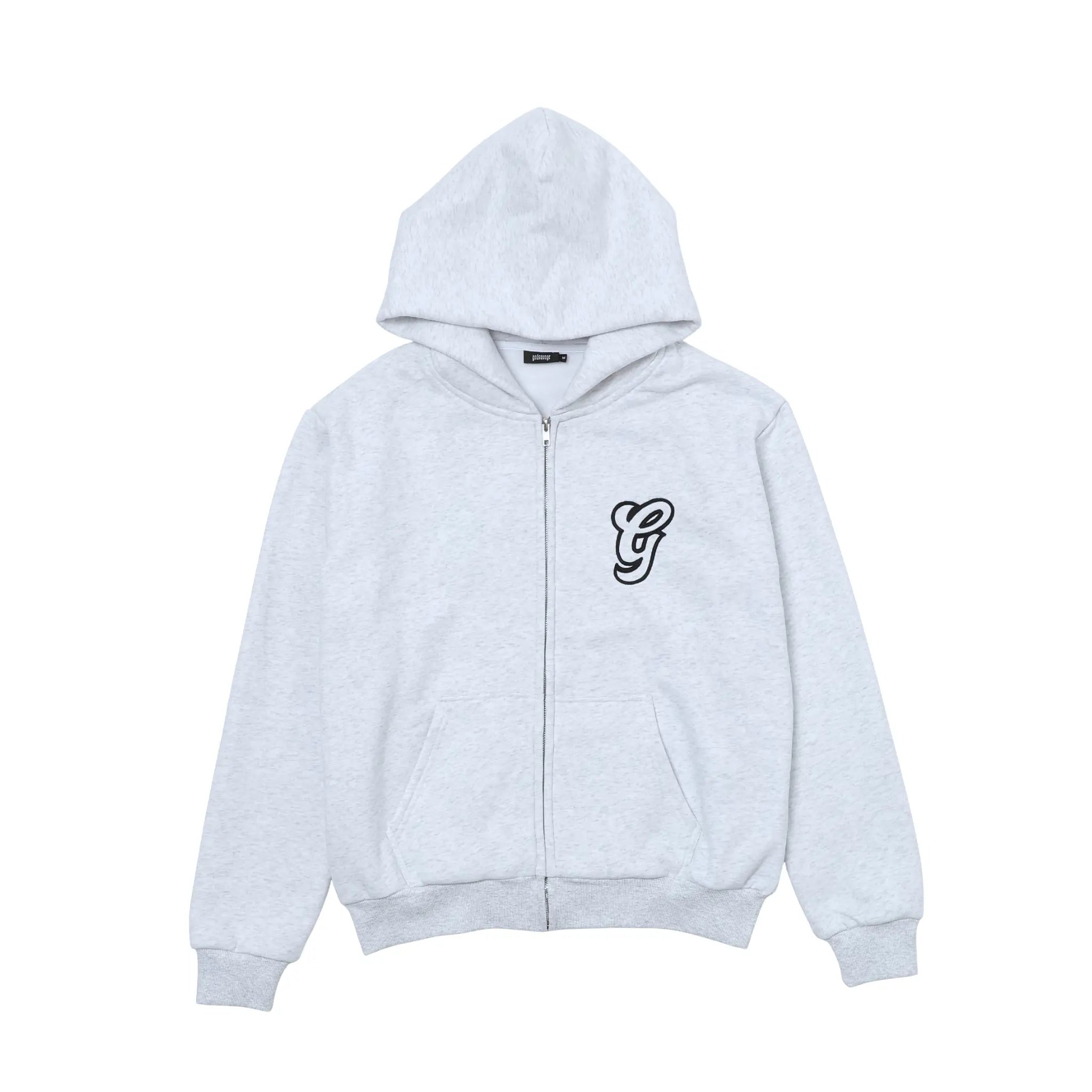 WAVY G LOGO ZIP HOODIE - GREY – god savage