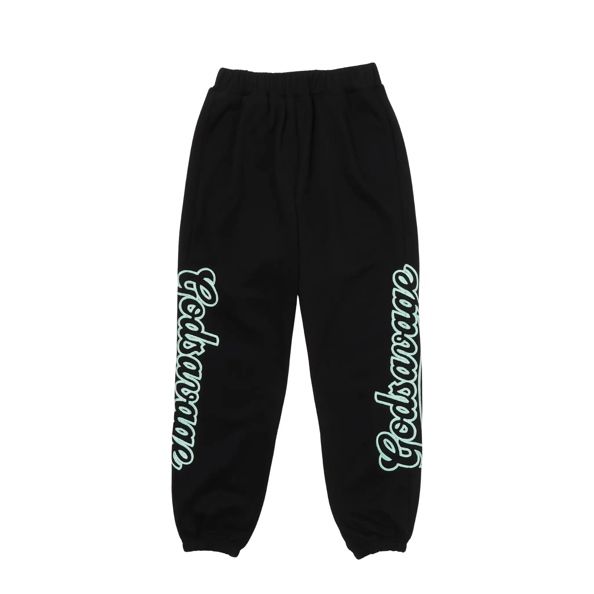 WAVY SIDE LOGO SWEATPANTS - BLACK & MINT – god savage