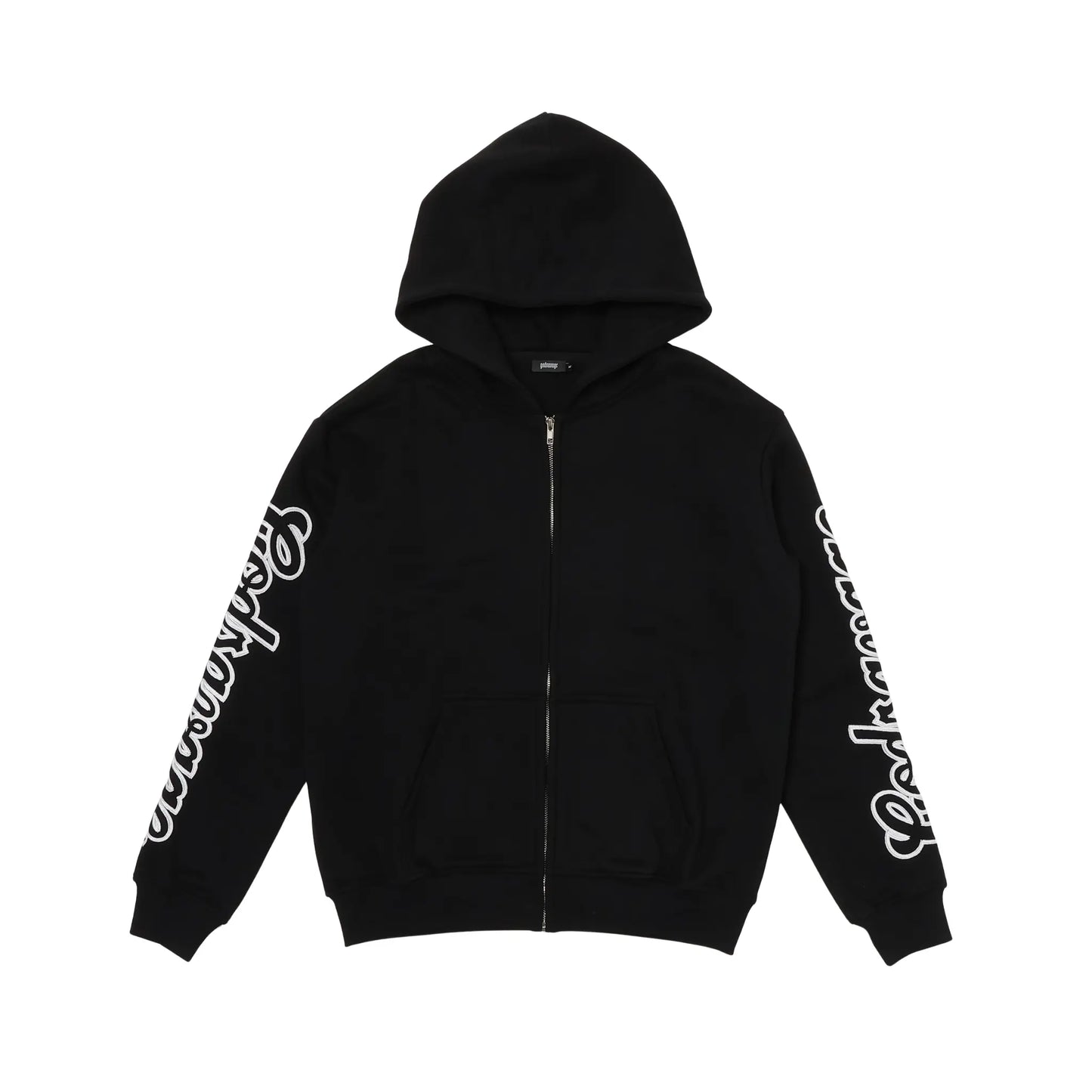 WAVY SLEEVE LOGO ZIP HOODIE - BLACK & WHITE