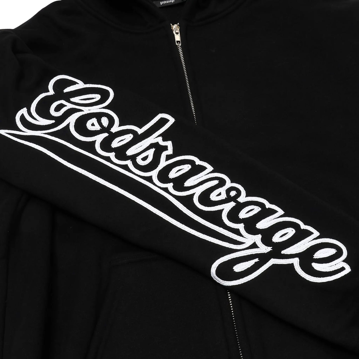 WAVY SLEEVE LOGO ZIP HOODIE - BLACK & WHITE