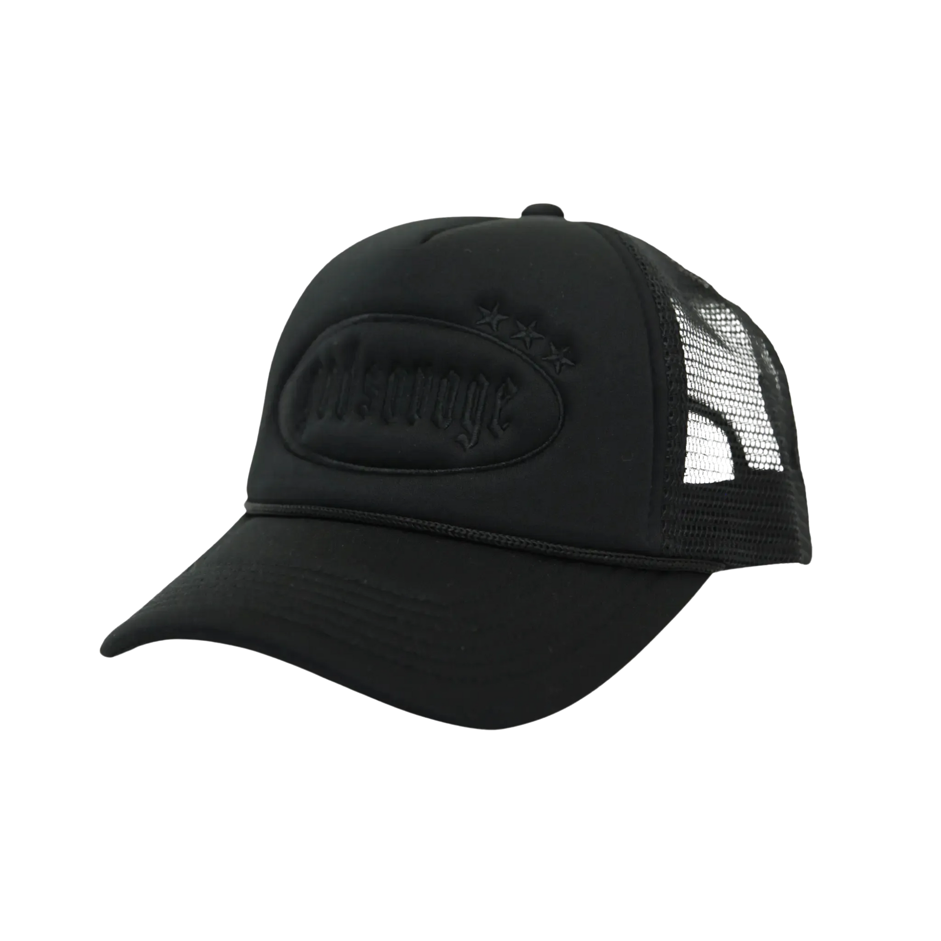 3 STAR LOGO MESH CAP - BLACK – god savage