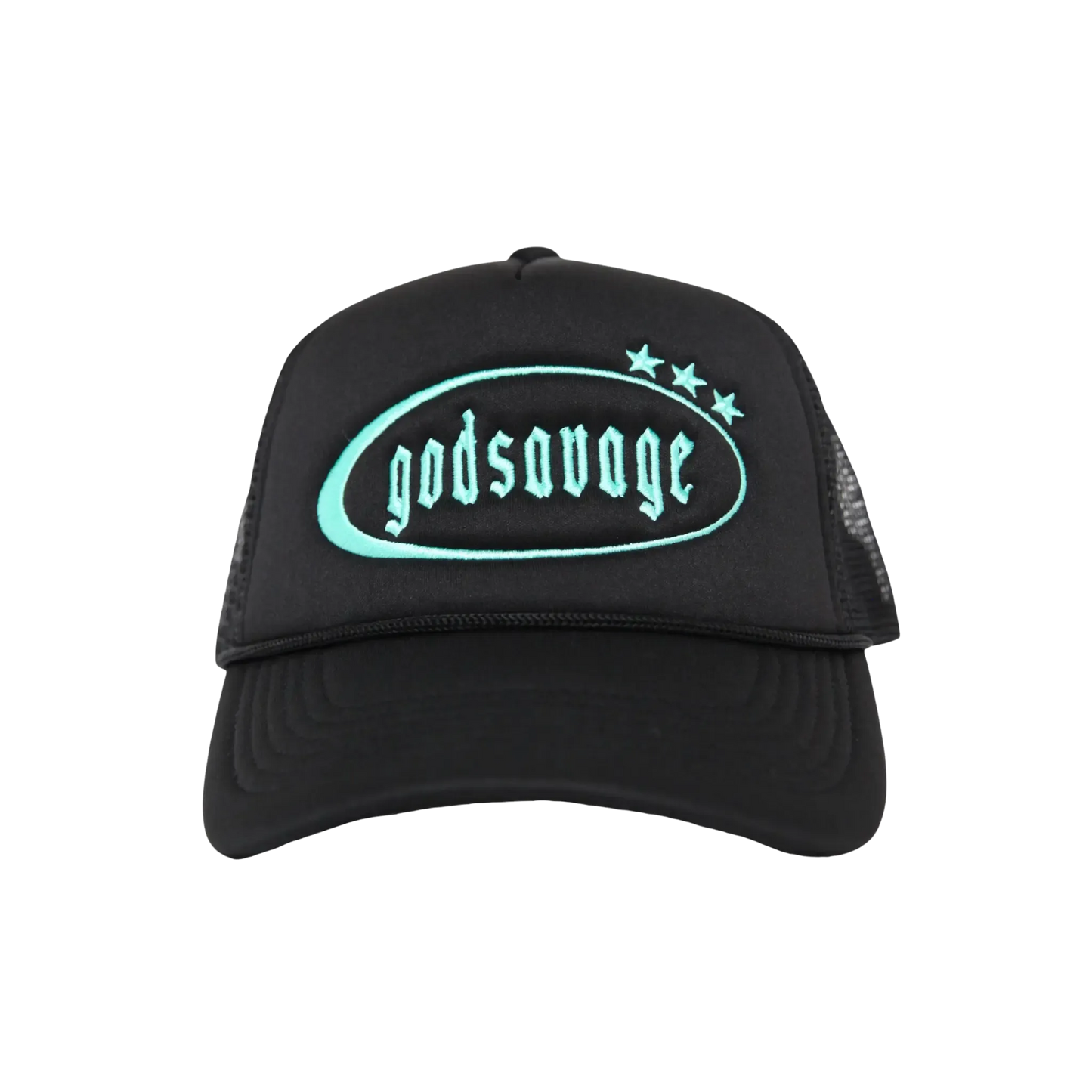 3 STAR LOGO MESH CAP - BLACK & MINT