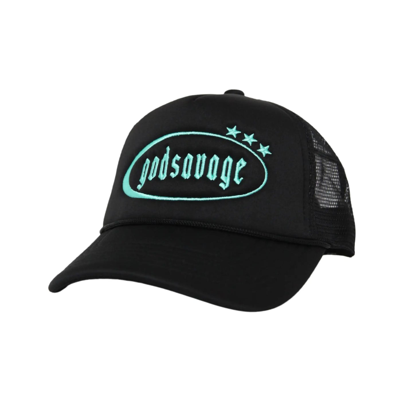 3 STAR LOGO MESH CAP - BLACK & MINT