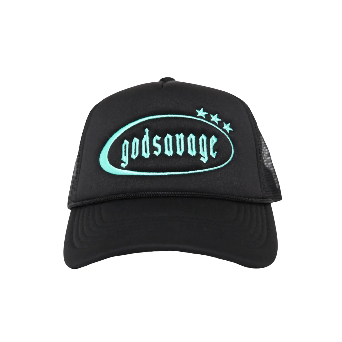 3 STAR LOGO MESH CAP - BLACK & MINT