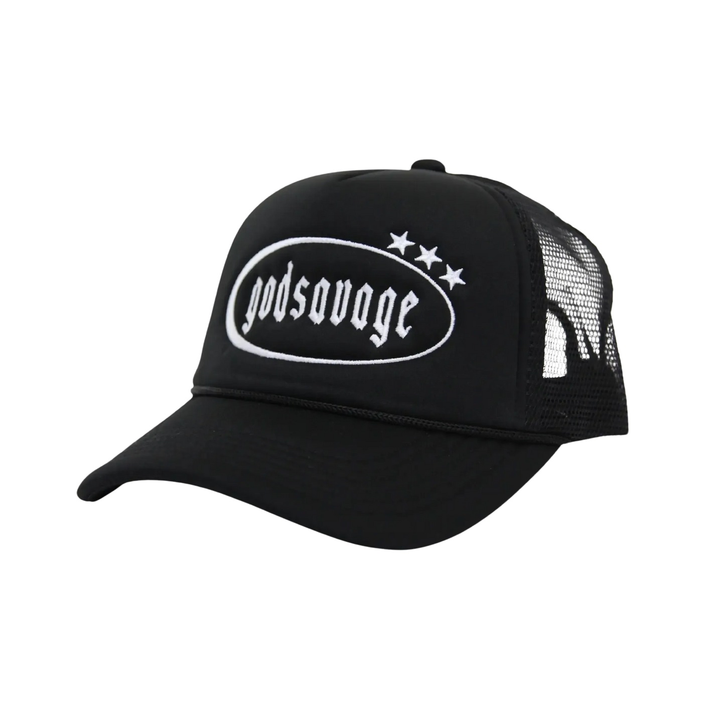 3 STAR LOGO MESH CAP - BLACK & WHITE