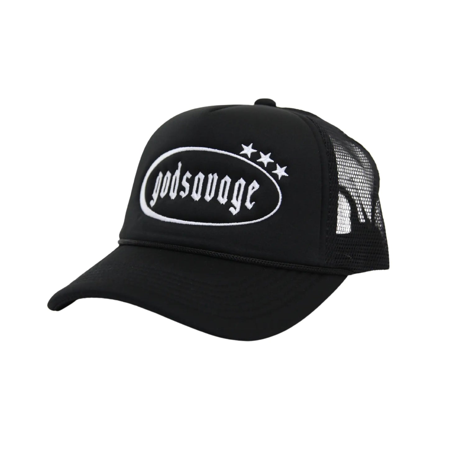 3 STAR LOGO MESH CAP - BLACK & WHITE