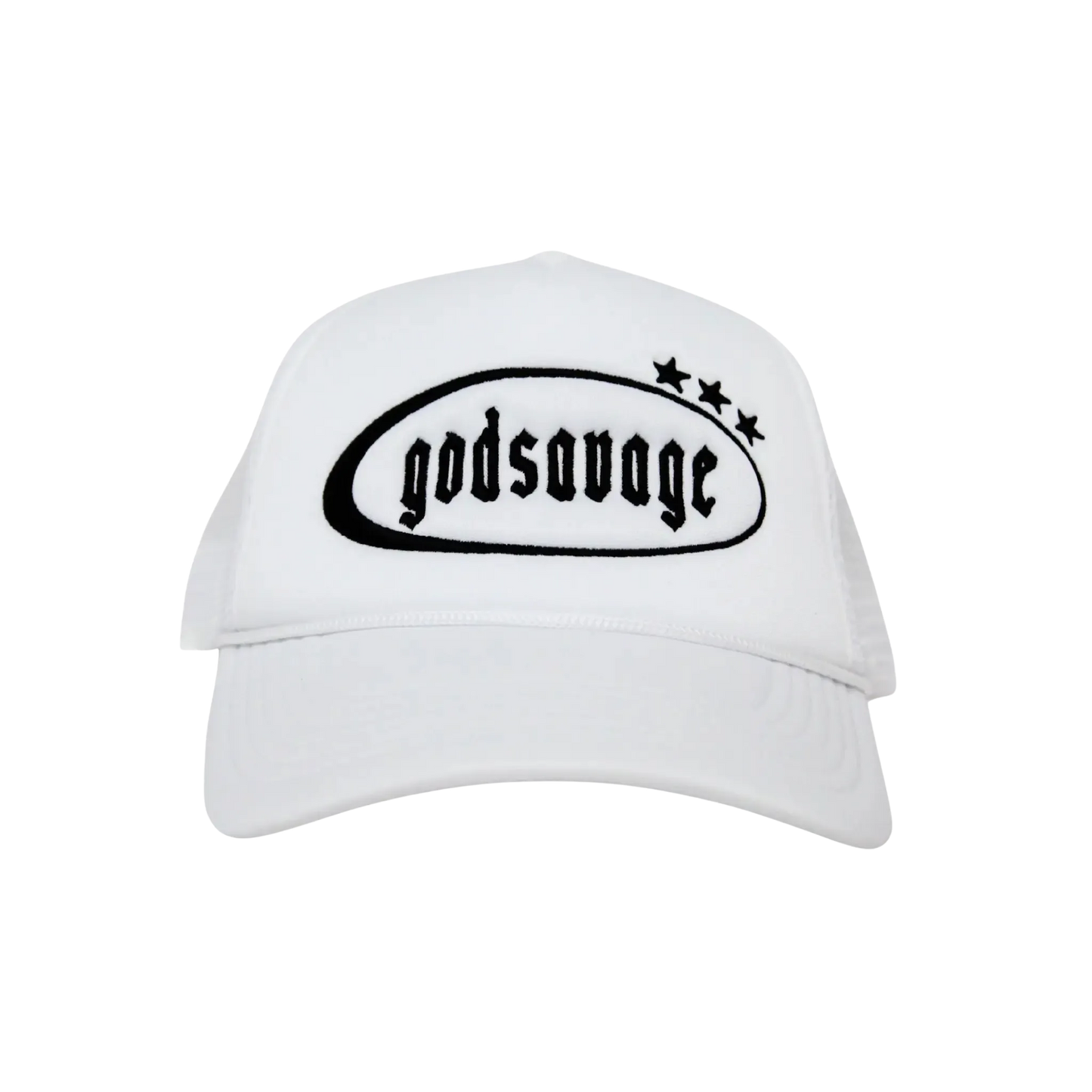 3 STAR LOGO MESH CAP - WHITE & BLACK