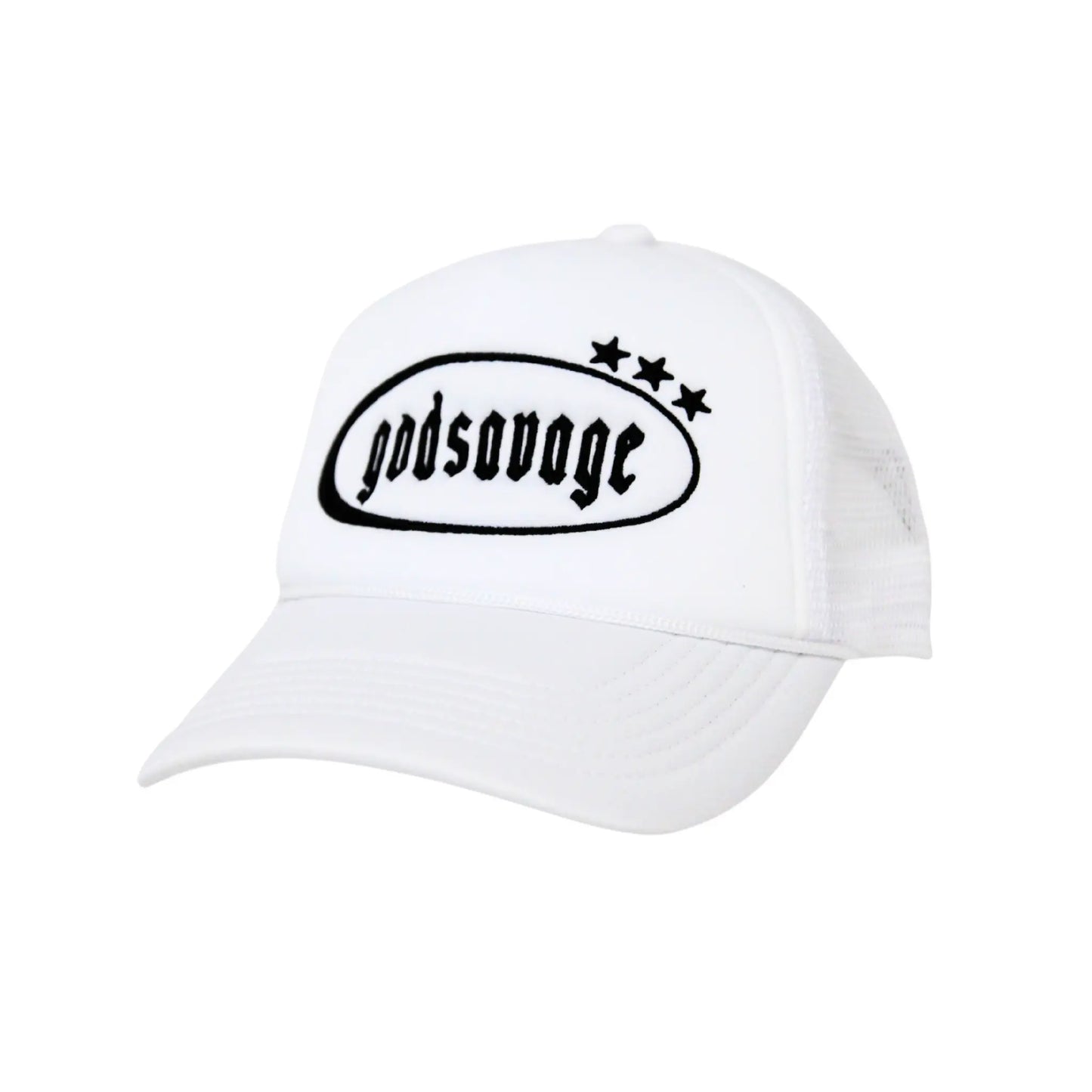 3 STAR LOGO MESH CAP - WHITE & BLACK