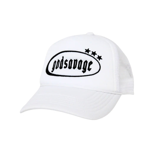 3 STAR LOGO MESH CAP - WHITE & BLACK