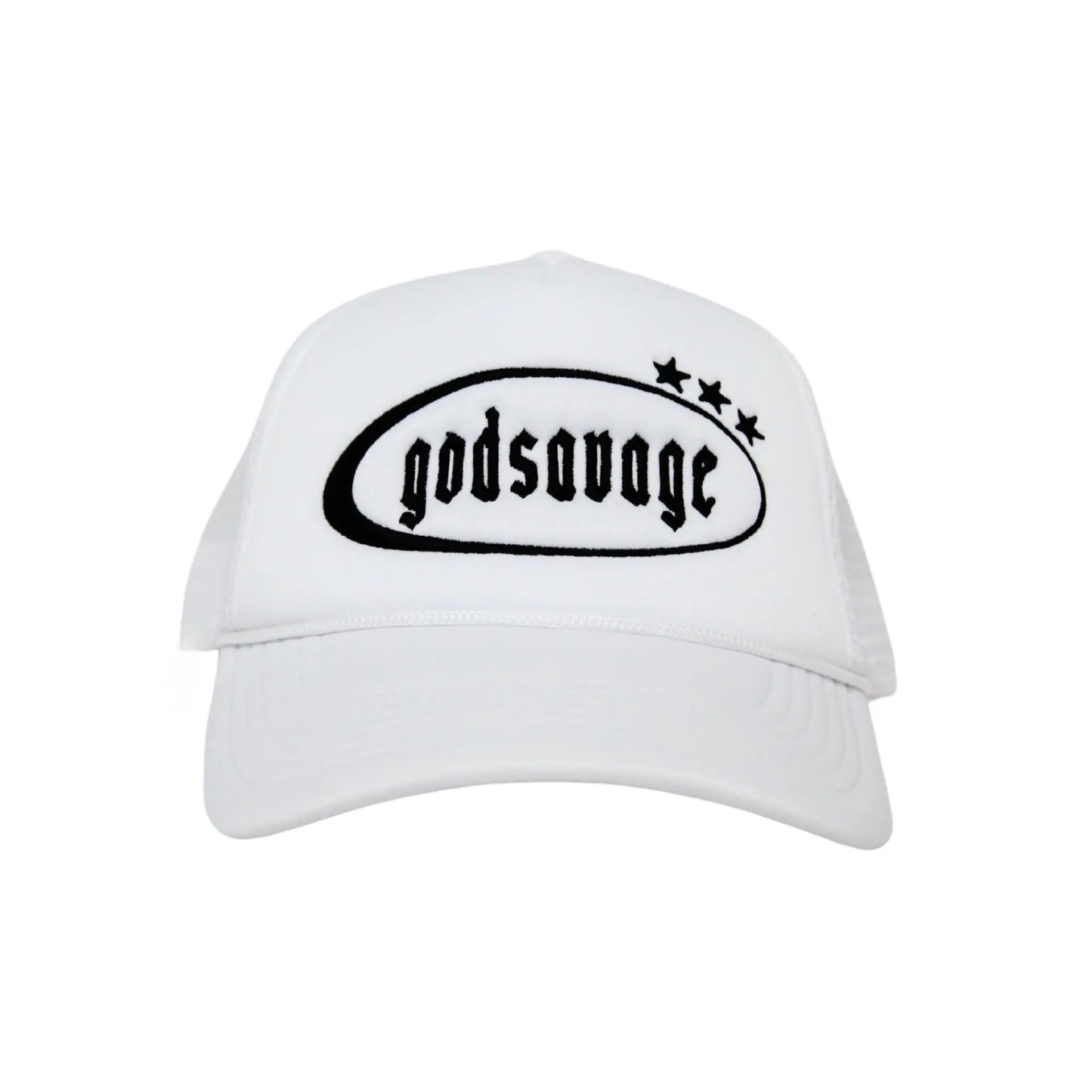 3 STAR LOGO MESH CAP - WHITE & BLACK