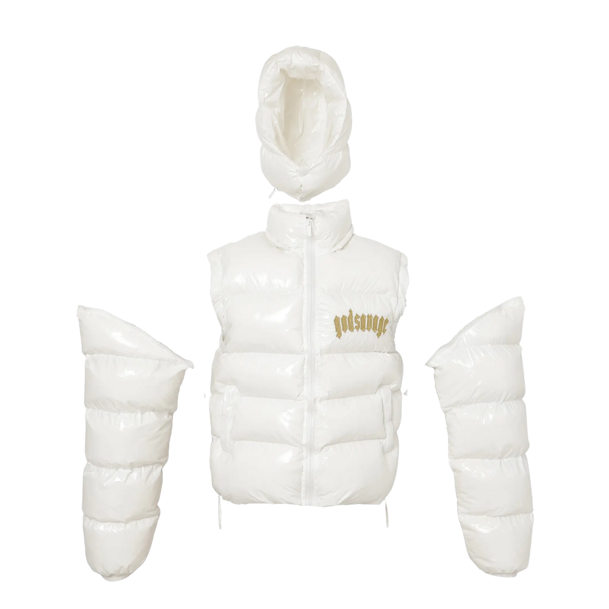 METALLIC NYLON 2WAY JACKET - WHITE