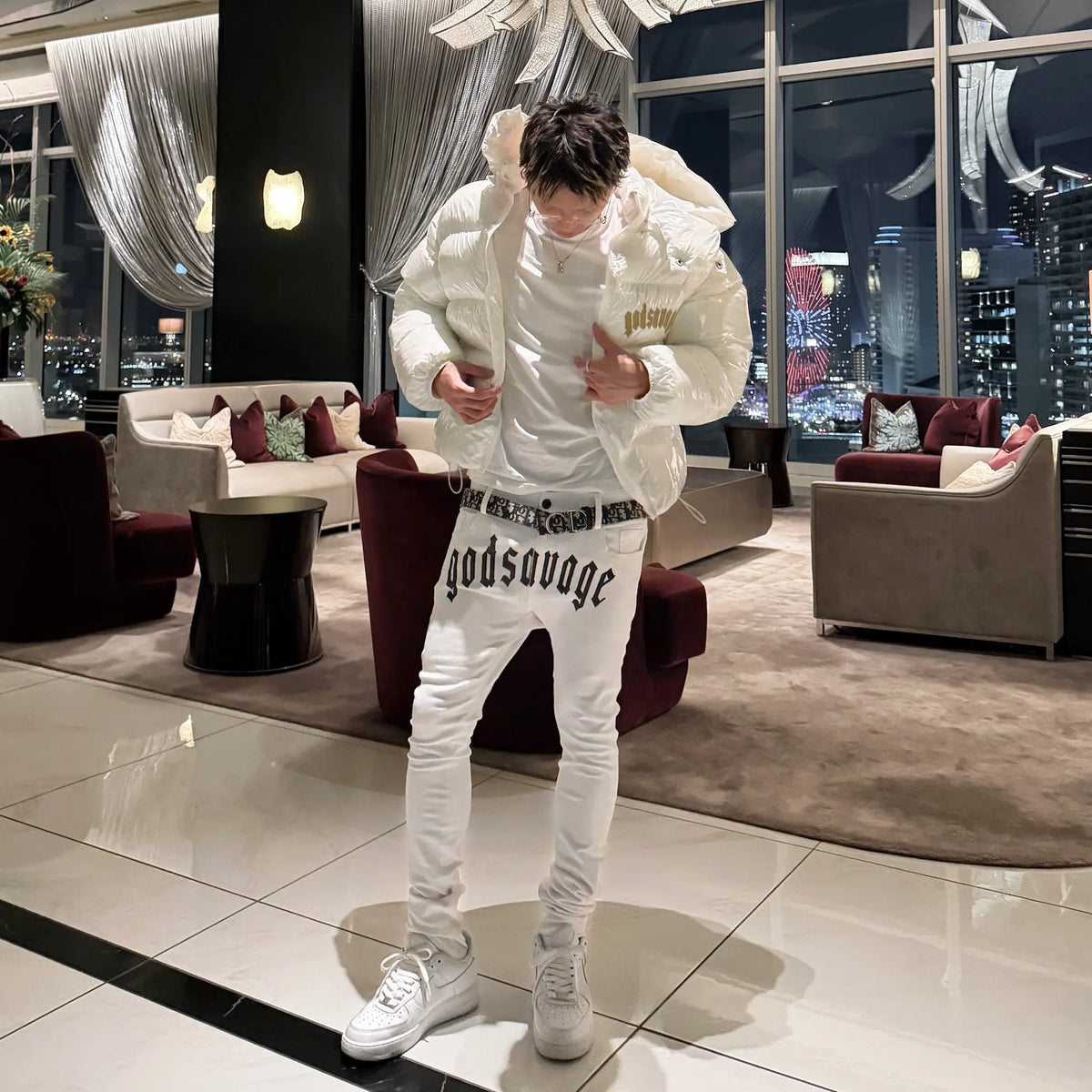 METALLIC NYLON 2WAY JACKET - WHITE