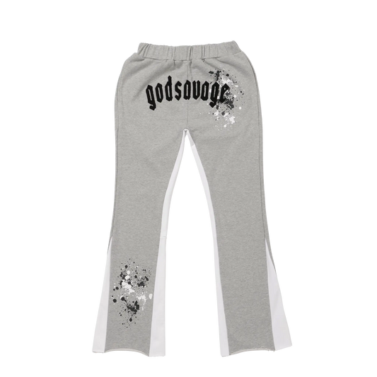 OG LOGO PAINT FLARE PANTS - GREY