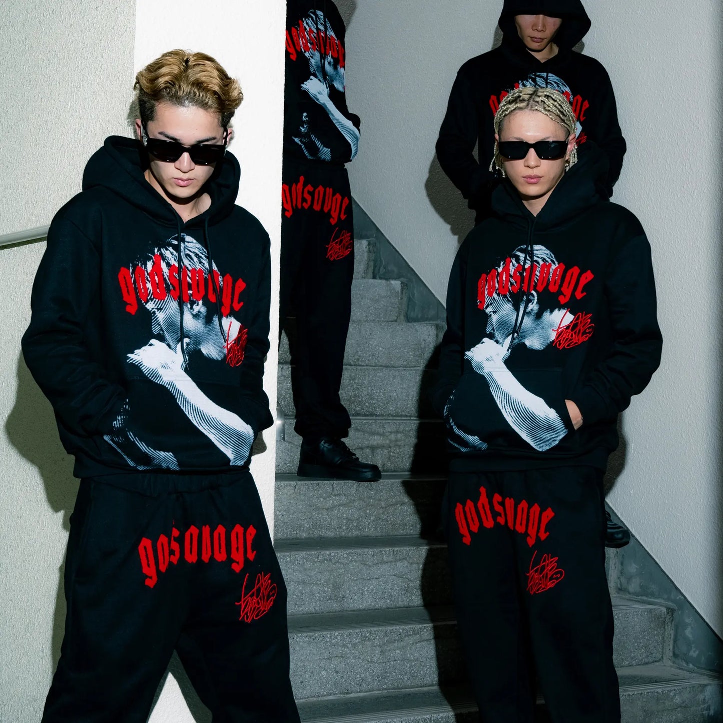 【朝倉未来 × godsavage】OG LOGO HOODIE 朝倉未来 × godsavage】OG LOGO HOODIE - BLACK & RED – god savage