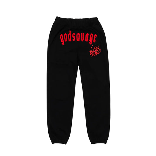 【朝倉未来 × godsavage】OG LOGO SWEATPANTS - BLACK & RED