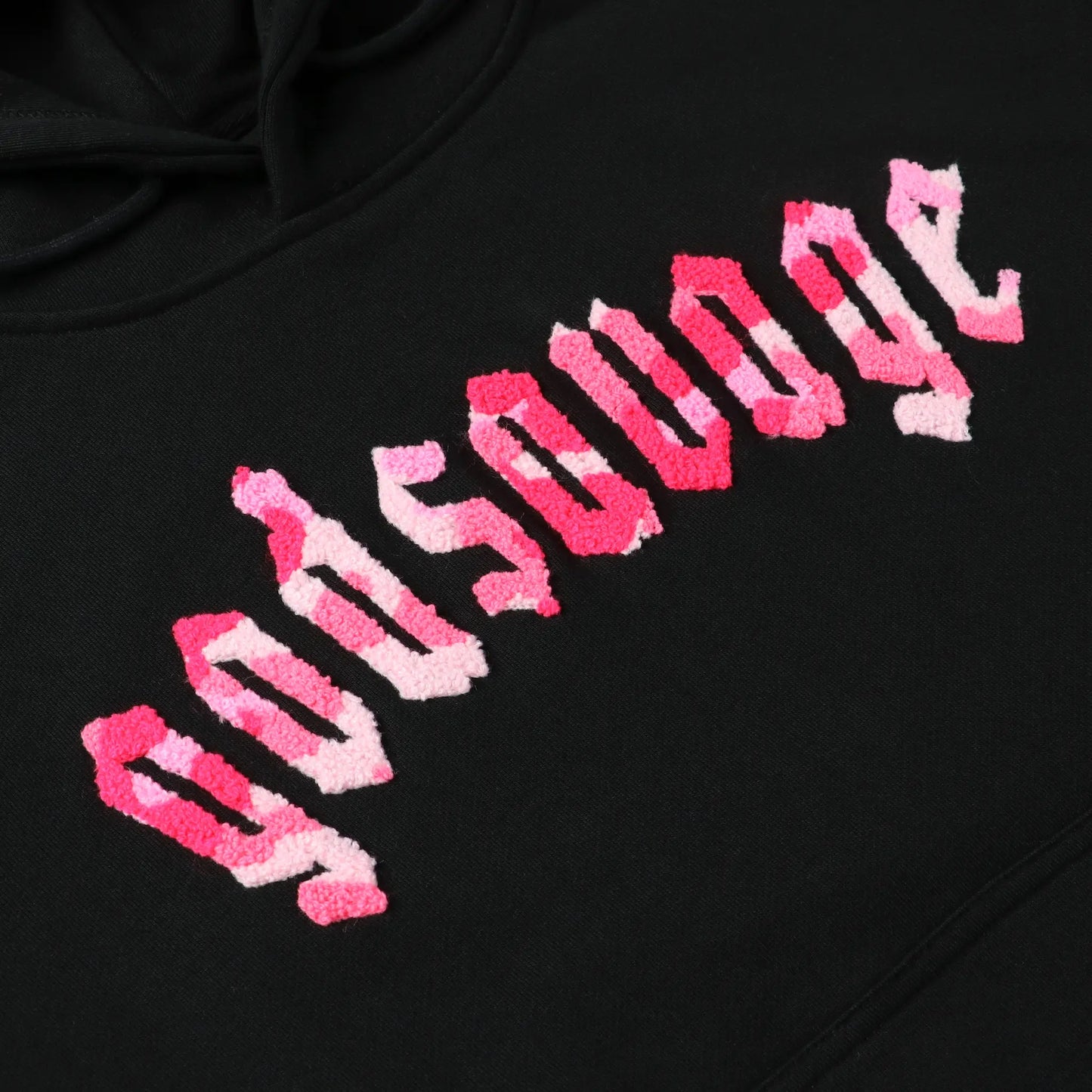 CAMO LOGO HOODIE - BLACK & PINK