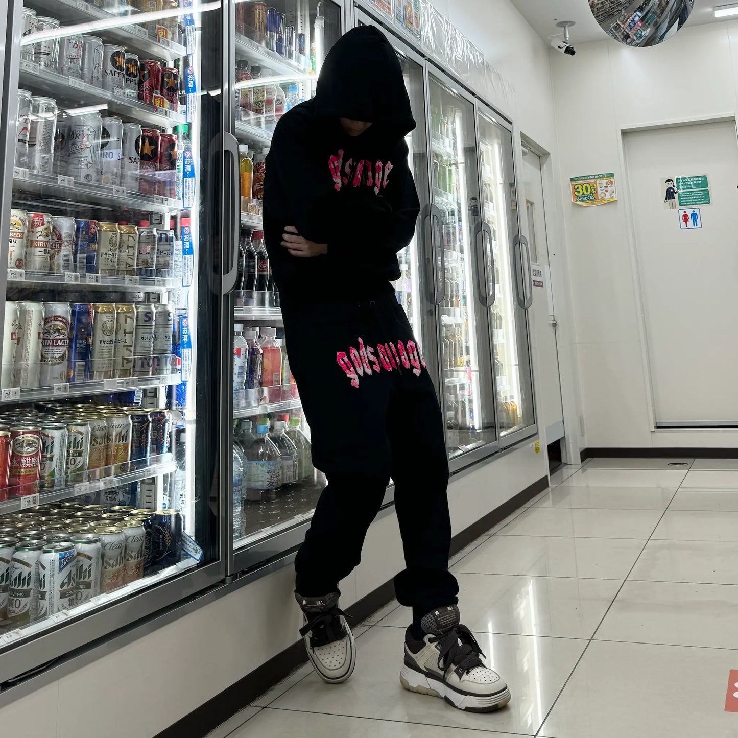 CAMO LOGO HOODIE - BLACK & PINK