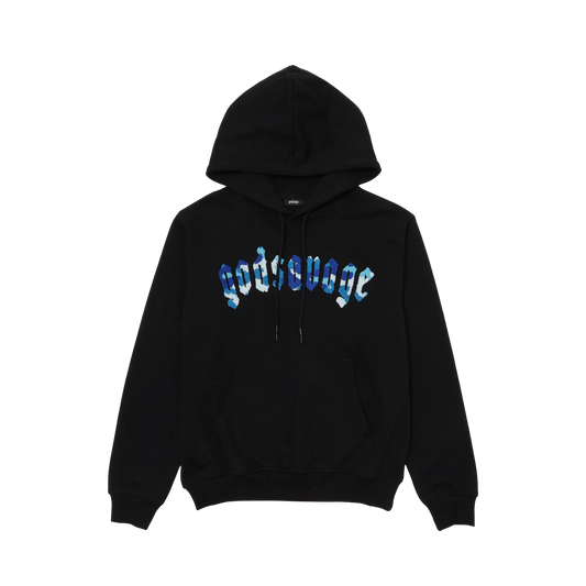 CAMO LOGO HOODIE - BLACK & BLUE