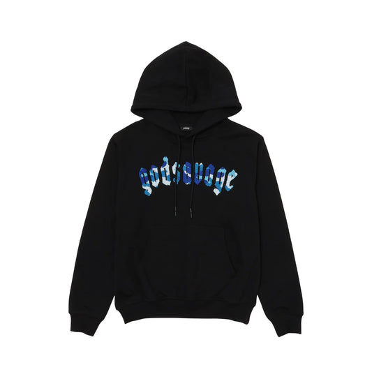 CAMO LOGO HOODIE - BLACK & BLUE