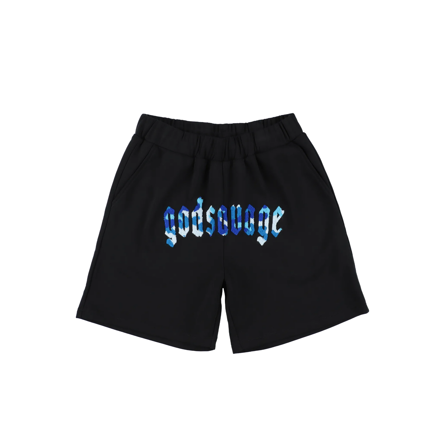CAMO LOGO SHORTS - BLACK & BLUE