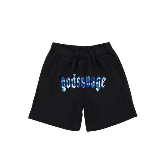 CAMO LOGO SHORTS - BLACK & BLUE