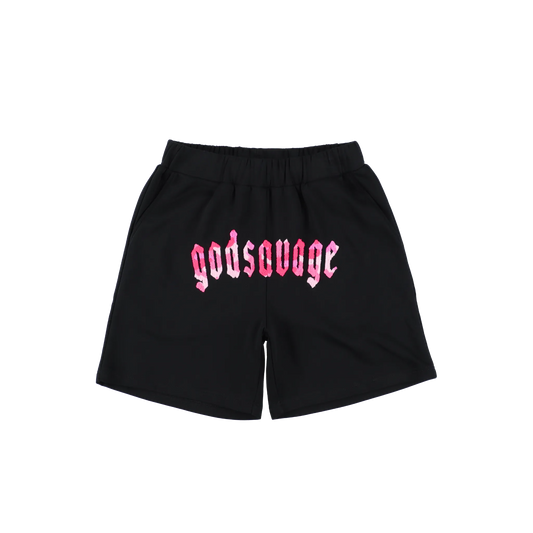 CAMO LOGO SHORTS - BLACK & PINK