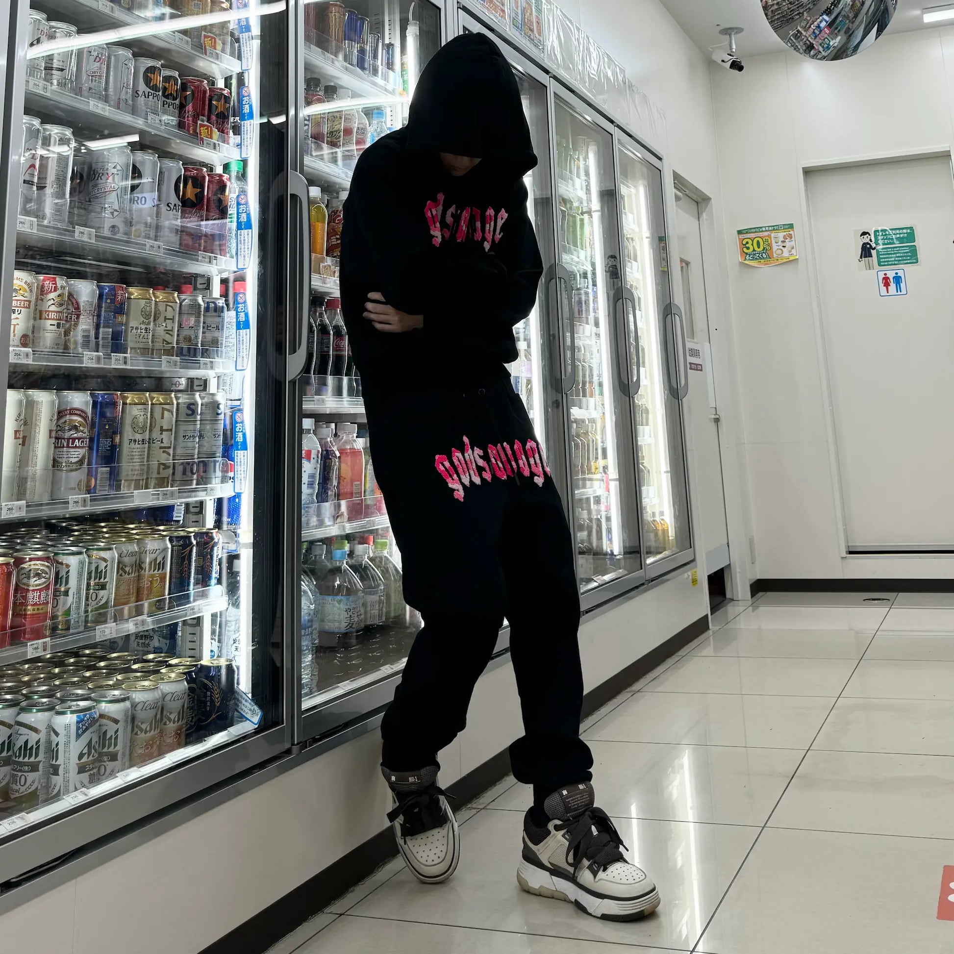 CAMO LOGO SWEATPANTS - BLACK & PINK – god savage CAMO LOGO SWEATPANTS - BLACK & PINK – god savage