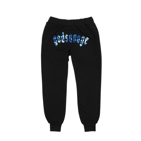 CAMO LOGO SWEATPANTS - BLACK & BLUE
