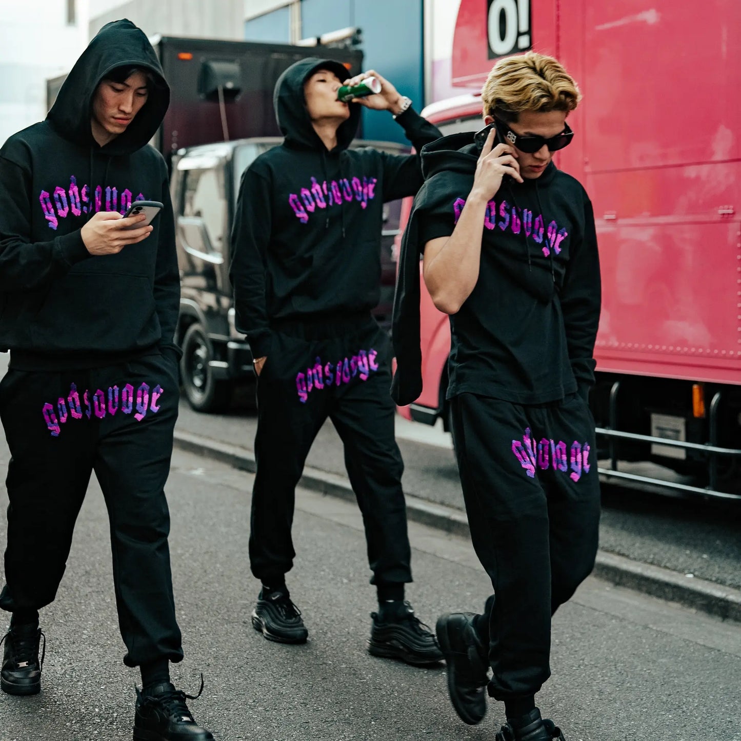 CAMO LOGO SWEATPANTS - BLACK & PURPLE