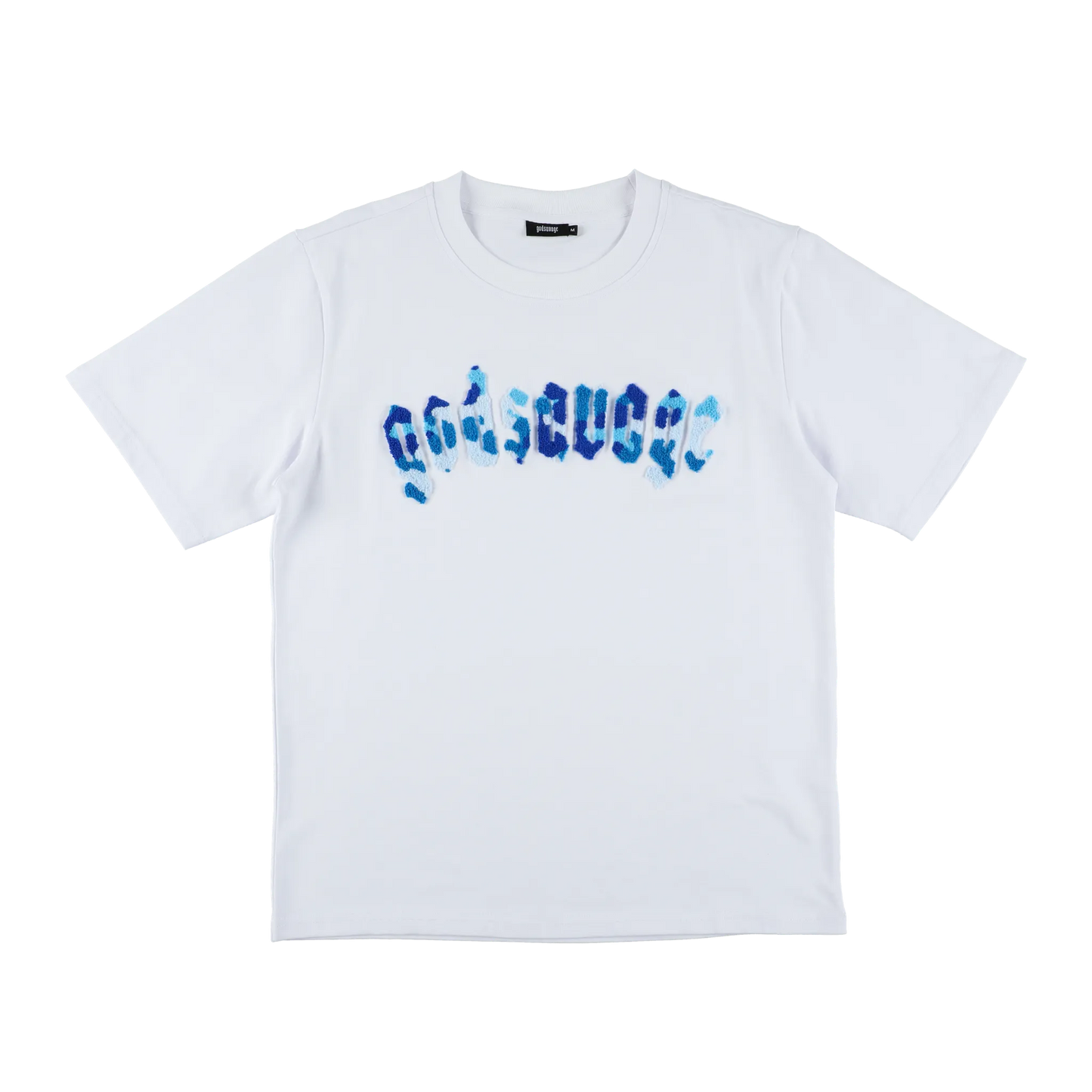CAMO LOGO TEE - WHITE & BLUE