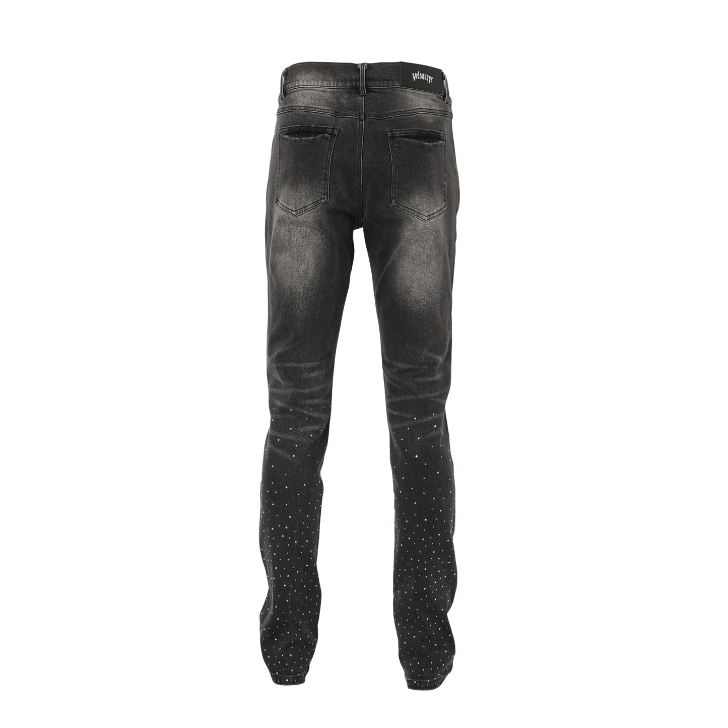 CRYSTAL SLIM FIT DENIM PANTS - BLACK – god savage