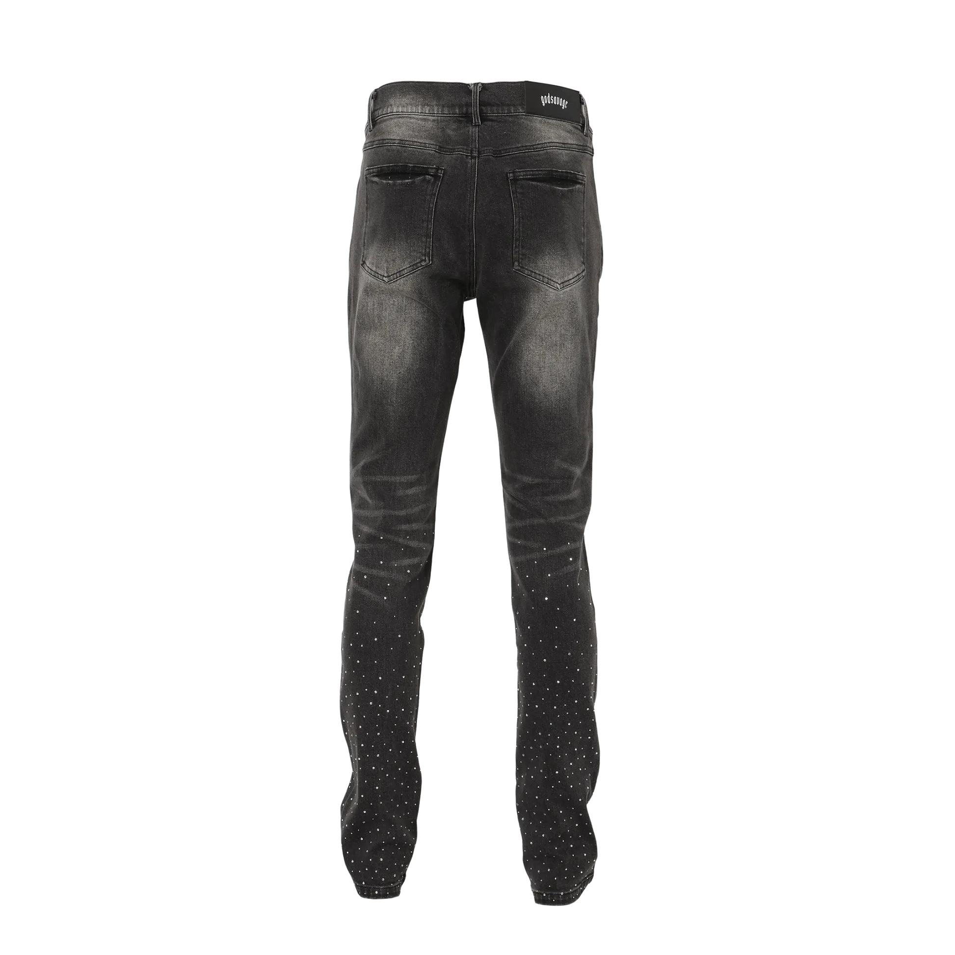 CRYSTAL SLIM FIT DENIM PANTS - BLACK – god savage